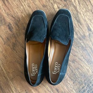 Franco Sarto Black Suede Loafers, Size 9.5